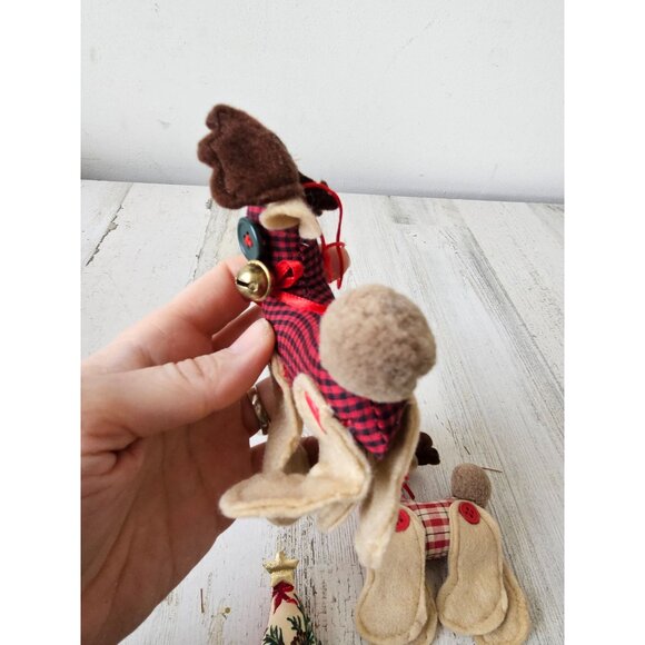 Plush stuffed deer‎ button ornament tree set Xmas - Picture 4 of 8